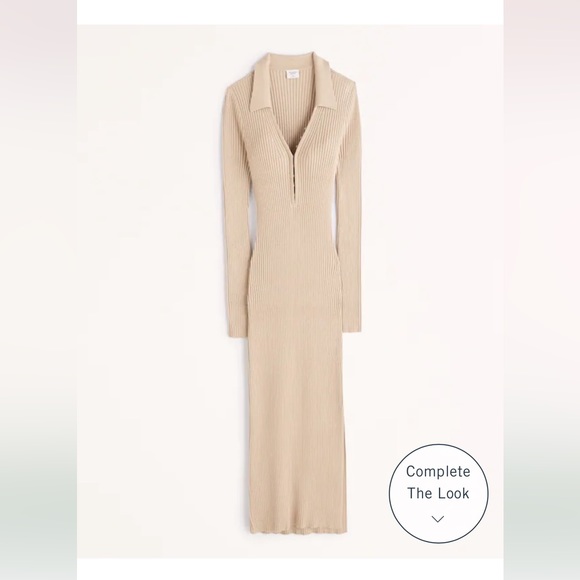 abercrombie ribbed polo midi sweater dress Abercrombie & Fitch COLLARED SWEATER DRESS - Jumper dress - java/dark brown